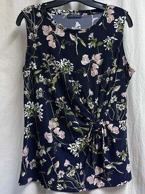 TOMMY HILFIGER Women's Blouse Top Sleeveless Round Neck Floral Multicolor.Size M